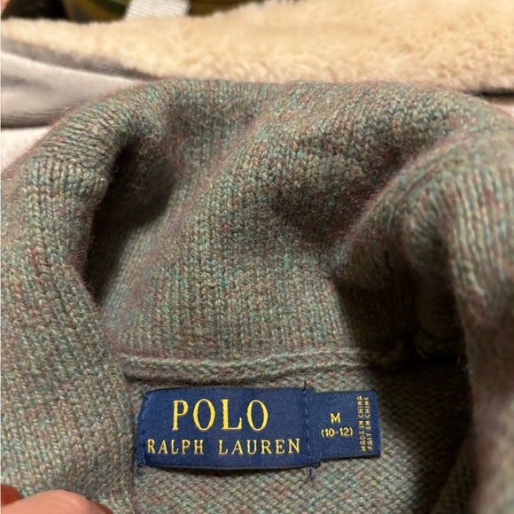 Ralph Lauren shawl collar sweater green boys 10 12 - Picture 3 of 5